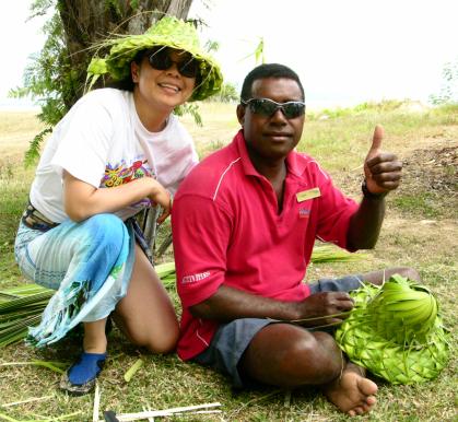 Denarau Island, Fiji: Hats made of palm leaves