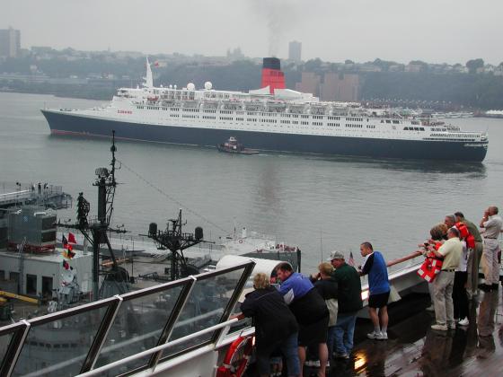 Cunard Ship passing by